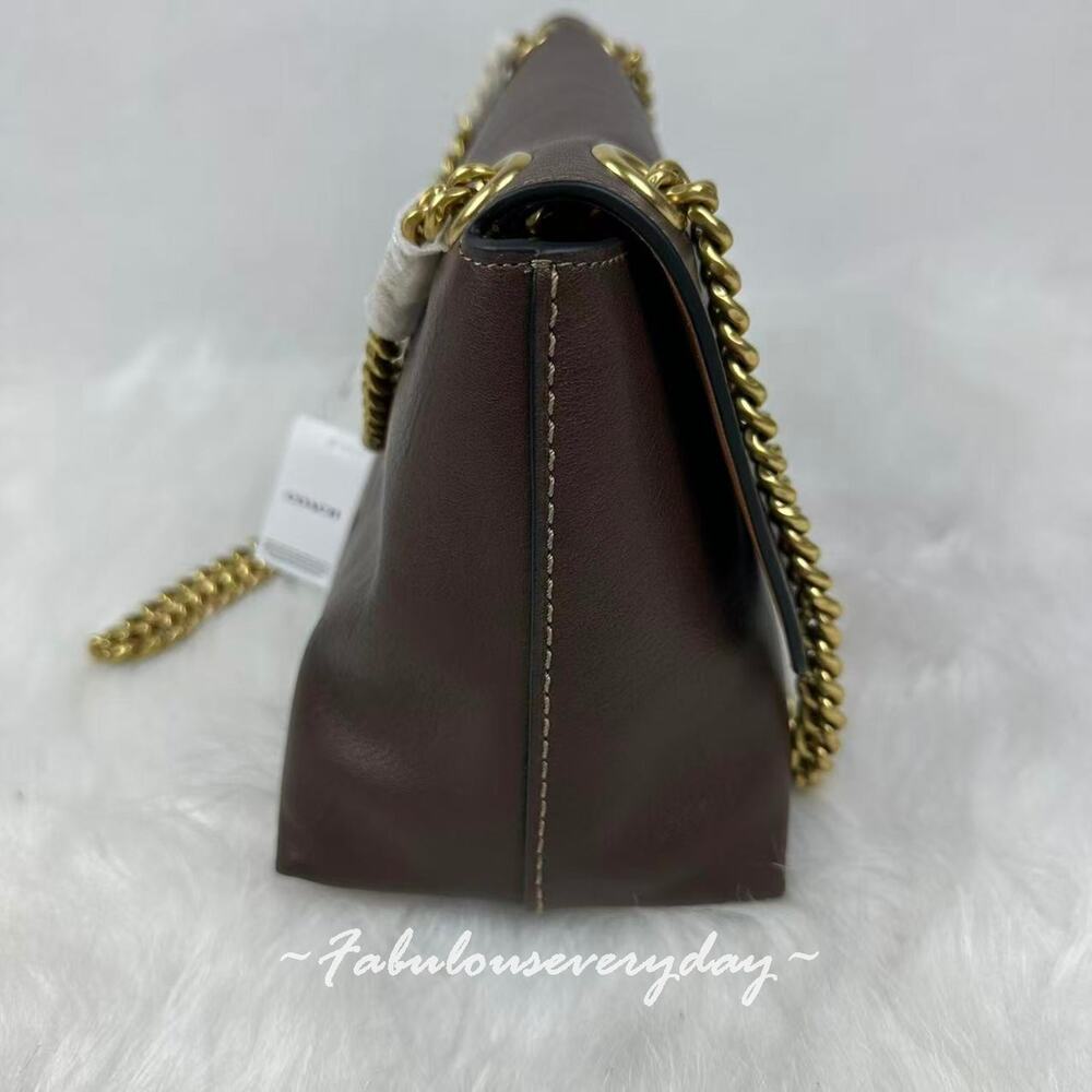 COACH Chelsea Shoulder Bag 30 With Chain In Leather CDS61 Brass/Maple NWT - Picture 3 of 10